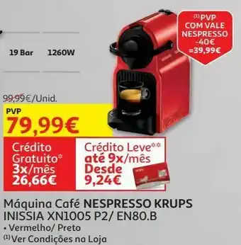 Auchan Máq. cafe nespresso krups inissia xn1005 p2 promoção