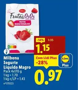 Lidl Milbona Iogurte Líquido Magro promoção