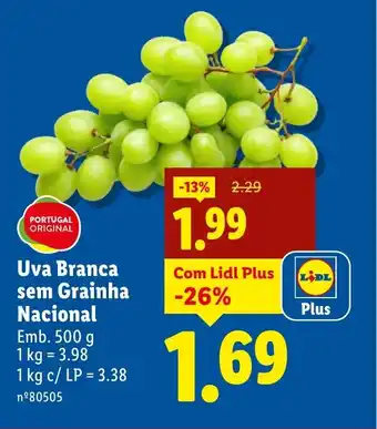 Lidl Uva Branca sem Grainha Nacional promoção