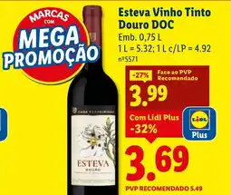 Lidl Esteva Vinho Tinto Douro DOC promoção