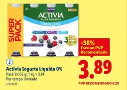Lidl Activia Iogurte Líquido 0% promoção