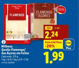 Lidl Milbona Queijo Flamengo/ dos Açores em Fatias promoção