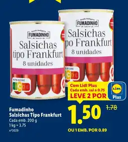 Lidl Fumadinho Salsichas Tipo Frankfurt promoção
