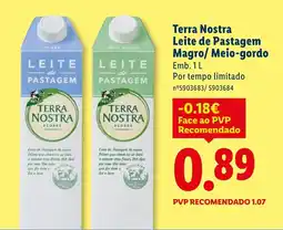 Lidl Terra Nostra Leite de Pastagem Magro/ Meio-gordo promoção