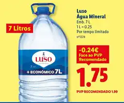 Lidl Luso Água Mineral promoção