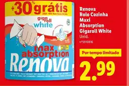 Lidl Renova Rolo Cozinha Maxi Absorption Gigaroll White promoção