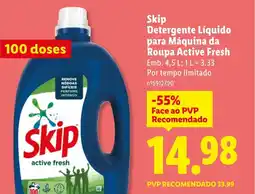 Lidl Skip Detergente Líquido para Máquina da Roupa Active Fresh promoção