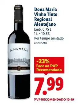 Lidl Dona Maria Vinho Tinto Regional Alentejano promoção