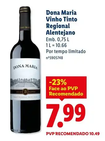Lidl Dona Maria Vinho Tinto Regional Alentejano promoção