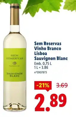 Lidl Sem Reservas Vinho Branco Lisboa Sauvignon Blanc promoção