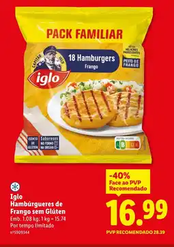 Lidl Iglo Hambúrgueres de Frango sem Glúten promoção