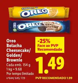 Lidl Oreo Bolacha Cheesecake/ Golden/ Brownie promoção
