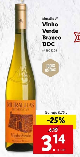 Lidl Muralhas Vinho Verde Branco DOC 0,75L promoção