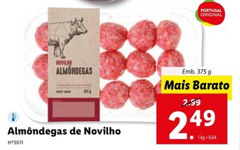 Lidl Almôndegas de Novilho 375g promoção