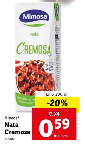 Lidl Mimosa Nata Cremosa 200ml promoção
