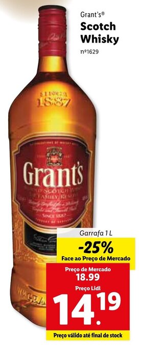 Lidl Grant's Scotch Whisky 1L promoção