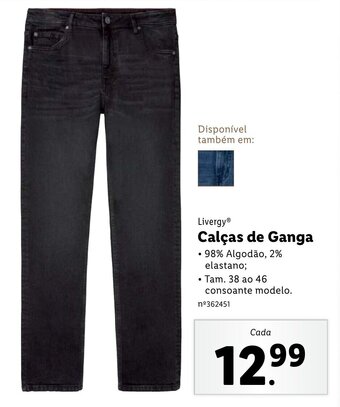 Lidl Livergy Calças de Ganga 38 ao 46 promoção