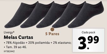Lidl Livergy Meias Curtas 39 ao 46 promoção