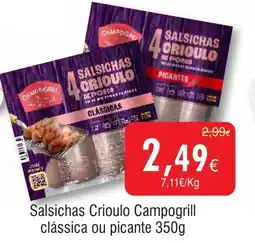 Froiz Salsichas Crioulo Campogrill clássica ou picante promoção