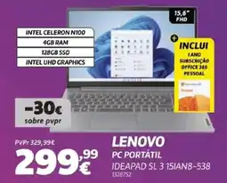 Radio Popular LENOVO PC portátil IDEAPAD SL 3 15IAN8-538 promoção