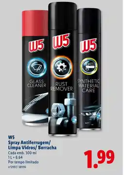 Lidl W5 Spray Antiferrugem/ Limpa Vidros/ Borracha promoção