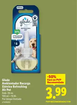 Lidl Glade Ambientador Recarga Elétrico Refreshing Air Pet promoção