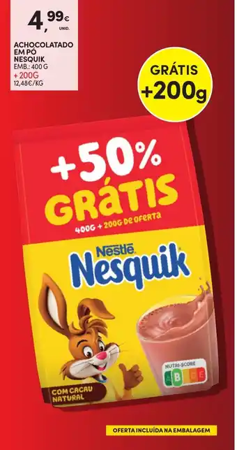 Continente Achocolatado em pó nesquik promoção