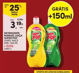 Continente Detergente manual loiça super pop promoção