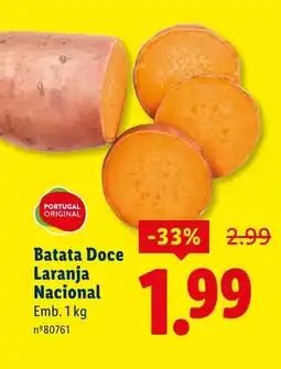 Lidl Batata Doce Laranja Nacional promoção