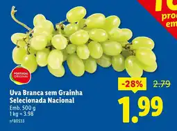 Lidl Uva Branca sem Grainha Selecionada Nacional promoção