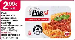 Intermarché Porsiesparguete à bolonhesa chilli c/ carne e arroz; empadão de carne gratinado s promoção