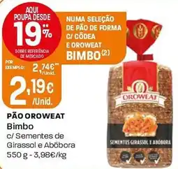 Intermarché Pão oroweat bimbo promoção