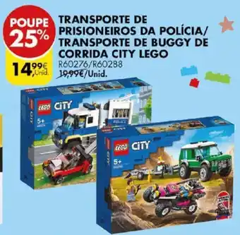 Pingo Doce Transporte de Prisioneiros da Polícia/Transporte de Buggy de Corrida City Lego promoção