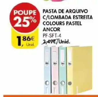 Pingo Doce Pasta de Arquivo C/Lombada Estreita Colours Pastel Ancor promoção