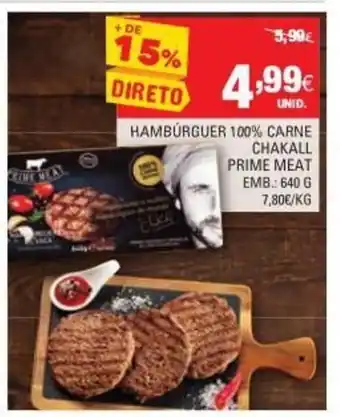 Continente Hambúrgueres 100% Carne Chakall Prime Meat 640g promoção