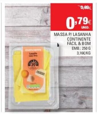Continente Massa P/ Lasanha Continente Fácil & Bom 250g promoção