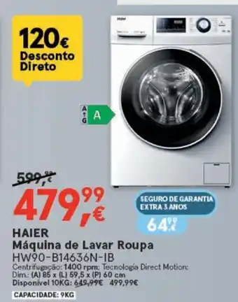 Worten HAIER Máquina Secar Lavar Roupa HW90-B14636N-IB promoção