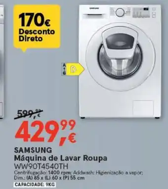 Worten SAMSUNG Máquina de Lavar Roupa WW90T4540TH promoção