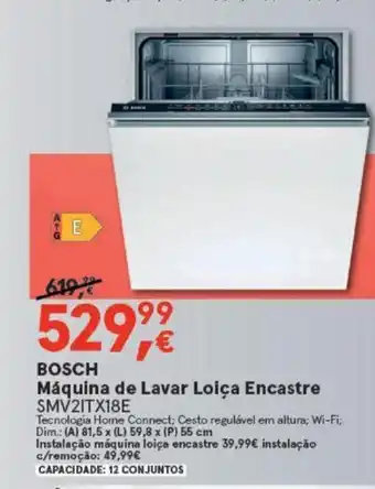 Worten BOSCH Máquina Lavar Loiça Encastre SMV21TX18E promoção