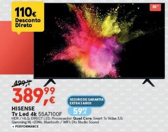Worten HISENSE TV LED 4K 55A7100F promoção