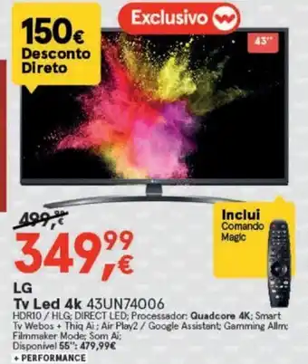 LG TV LED 4K 43UN74006