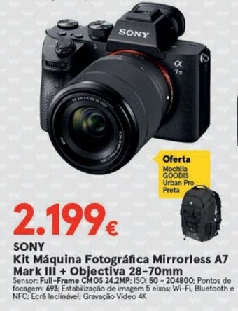 Worten SONY Kit Fotográfica Mirrorless A7 Mark III + Objetiva 28-70mm promoção