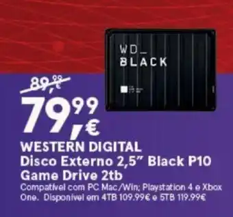 Western Digital Disco Externo 2,5" Black P10 Game Drive 2tb