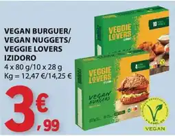 E.Leclerc Vegan burguer/ vegan nuggets/ veggie lovers izidoro promoção