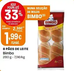 Intermarché 8 pães de leite bimbo promoção