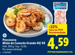 Lidl Pescanova Miolo de Camarão Grande 40/60 promoção