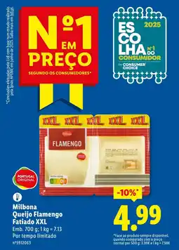 Lidl Milbona Queijo Flamengo Fatiado XXL promoção