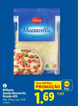 Lidl Milbona Queijo Mozzarella Ralado 40% promoção