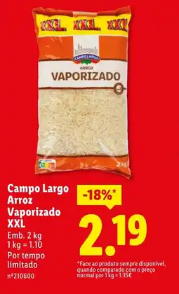 Lidl Campo Largo Arroz Vaporizado XXL promoção
