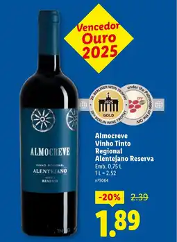 Lidl Almocreve Vinho Tinto Regional Alentejano Reserva promoção